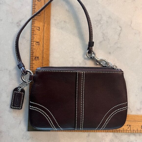 Coach Wristlet, Brand New Dark Brown Leather - Picture 1 of 4